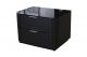 Abby Leather Black Bedside with Glass