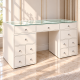 Hollywood 13 Drawers Dresser White 125cm + Bulb Vanity Mirror with Bluetooth 100x80cm