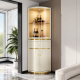 Bora Curved Corner Bar Cabinet – White & Gold