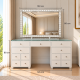 Hollywood 13 Drawers Dresser White 125cm + Diamond Vanity Mirror 100x80cm