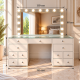 Hollywood 13 Drawers Dresser White 125cm + Bulb Vanity Mirror 110x80cm
