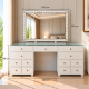 Hollywood 13 Drawers Dresser White 150cm + Diamond Vanity Mirror 100x80cm