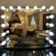 Black Hollywood Makeup Mirror HIGH GLOSS FINISH with Dimmable LED Lights + Bluetooth Speaker