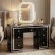 Lindsey dresser black+ small crystal mirror