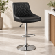 Modern Adjustable Swivel Faux Leather Bar Stool – Black