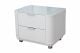 Abby Leather White Bedside with Glass