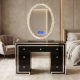 Lindsey 100cm black +big crystal oval mirror