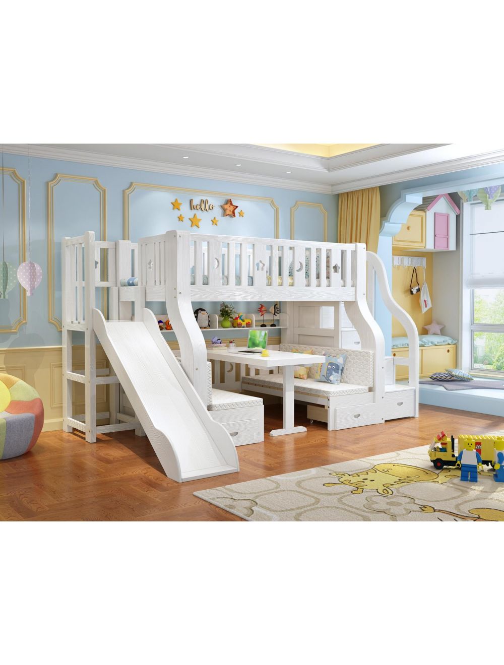 Smart Multifunction Bunk Bed White Free, Smart Bunk Beds